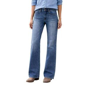 7 For All Mankind RELAXED Wide-Leg Button Fly Jeans Womens 29 Distressed